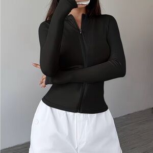 Black Long Sleeve Zip-Up Top (SIZE-L&XL)
